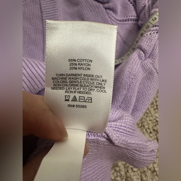 Express Women's Cardigan Bubbles Sweater Puff Sleeve Lavender Cotton size L - Picture 8 of 9